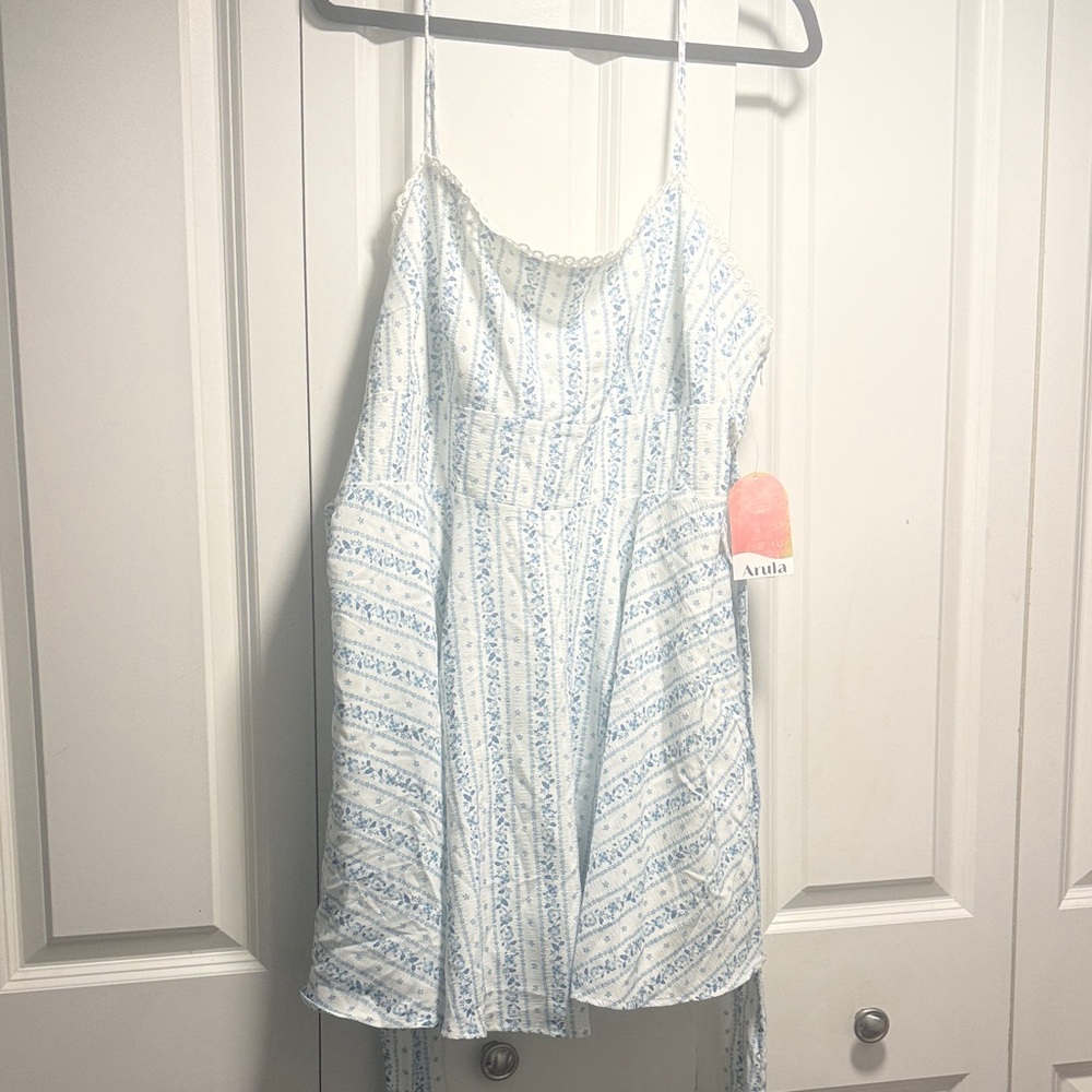 Arula White and Blue Patterned Dress